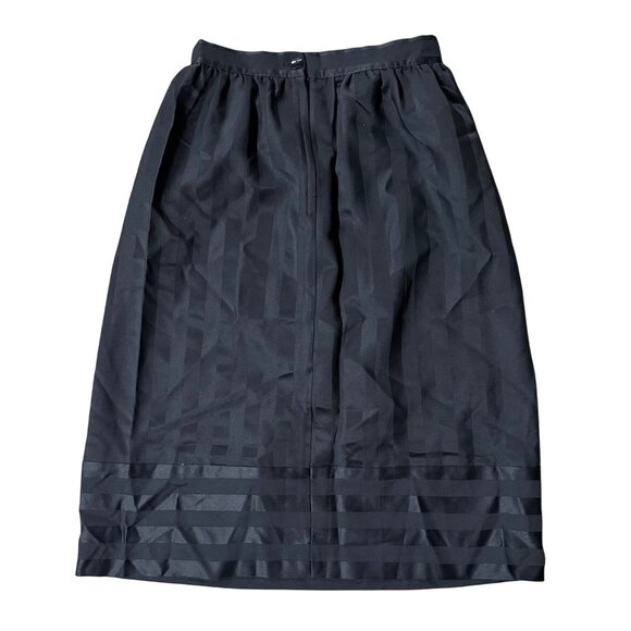 Vintage Black Skirt Striped Midi Kayo Of California USA 1980s Retro Size 13/14 - Picture 3 of 7